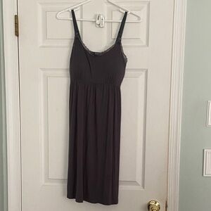 Motherhood Maternity Charcoal Lace-Trim Nursing Gown